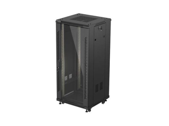 ARMARIO RACK 19" INDEPENDIENTE 27U/600X600 (FLAT PACK) CON PUERTA DE CRISTAL NEGRO LANBERG