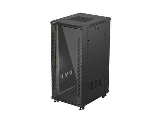 ARMARIO RACK 19" INDEPENDIENTE 27U/600X800 (FLAT PACK) CON PUERTA DE CRISTAL NEGRO LANBERG