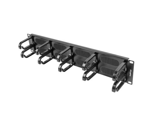 PANEL PASACABLES DE 19" 10 ANILLAS TIPO B 2U NEGRO LANBERG