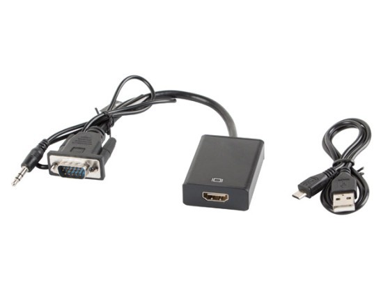 CABLE ADAPTADOR VGA(M)+MINIJACK 3,5MM(M)-&gt;HDMI(F) 20CM NEGRO LANBERG