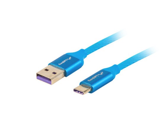 CABLE USB-C(M)-&gt;USB-A(M) 2.0 1M AZUL PREMIUM 5A LANBERG