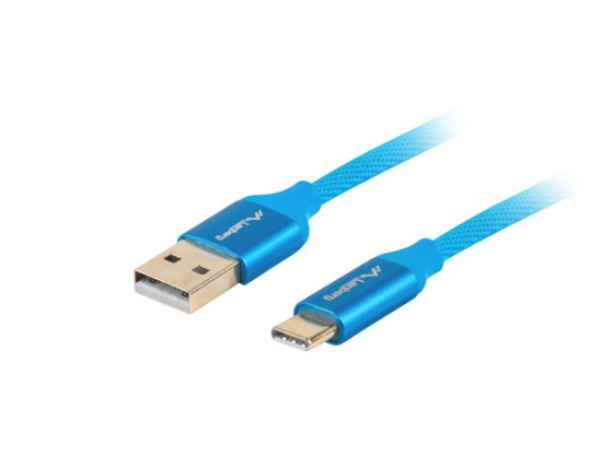 CABLE USB-C(M)-&gt;USB-A(M) 2.0 1M AZUL PREMIUM QC 3.0 LANBERG