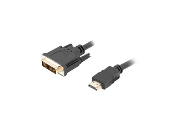 CABLE HDMI(M)-&gt;DVI-D(M)(18+1) DE 0,5 M NEGRO SINGLE LINK CON CONECTORES CHAPADOS EN ORO LANBERG