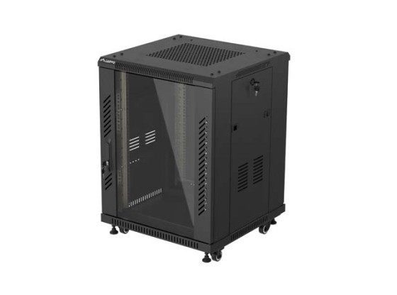 RACK DE INSTALACIÓN 19" 15U 600X600 NEGRO PUERTA DE CRISTAL LANBERG (PAQUETE PLANO)