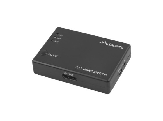 SWITCH VIDEO LANBERG 3X HDMI NEGRO + PUERTO MICRO USB + MANDO A DISTANCIA