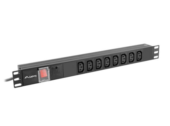 UNIDAD DE DISTRIBUCIÓN DE ENERGÍA (PDU) LANBERG 19" 1U 16A 2M 8X TOMAS IEC C13 NEGRO C20