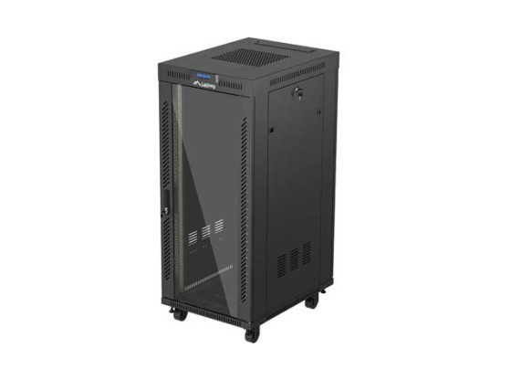 ARMARIO RACK 19" INDEPENDIENTE 27U/600X800 (FLAT PACK) CON PUERTA DE CRISTAL LCD NEGRO LANBERG V2