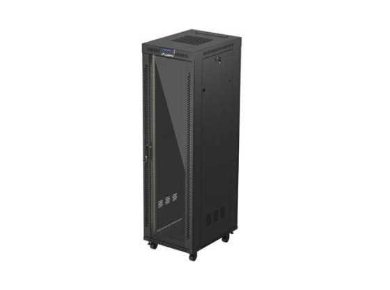 ARMARIO RACK 19" INDEPENDIENTE 42U/600X800 (FLAT PACK) CON PUERTA DE CRISTAL LCD NEGRO LANBERG V2