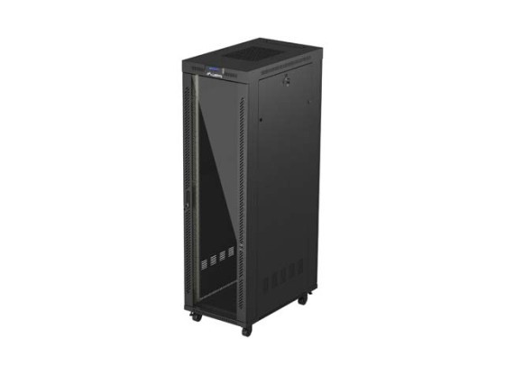 ARMARIO RACK 19" INDEPENDIENTE 42U/600X1000 (FLAT PACK) CON PUERTA DE CRISTAL LCD NEGRO LANBERG V2