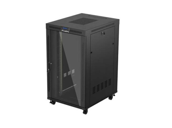 ARMARIO RACK 19" INDEPENDIENTE 27U/800X1000 (PAQUETE PLANO) CON PUERTA DE CRISTAL LCD NEGRO LANBERG V2