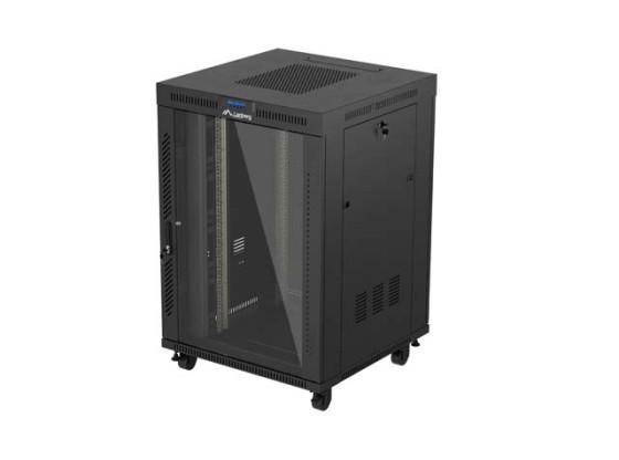 ARMARIO RACK 19" INDEPENDIENTE 22U/800X800 (PAQUETE PLANO) CON PUERTA DE CRISTAL LCD NEGRO LANBERG V2