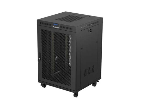 ARMARIO RACK 19" AUTOPORTANTE 22U/800X800 (FLAT PACK) NEGRO CON PUERTA DE CRISTAL LCD LANBERG V2