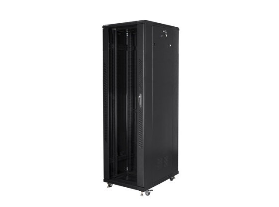 ARMARIO RACK 19" INDEPENDIENTE 42U/800X800 CON PUERTA DE CRISTAL NEGRO LANBERG (MONTADO)