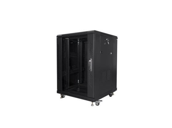 ARMARIO RACK 19" INDEPENDIENTE 15U/600X600 CON PUERTA DE CRISTAL NEGRO LANBERG (MONTADO)