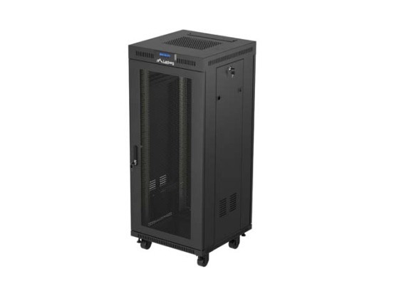 ARMARIO RACK 19" INDEPENDIENTE 27U/600X600 (FLAT PACK) CON PUERTA DE REJILLA LCD NEGRO LANBERG V2