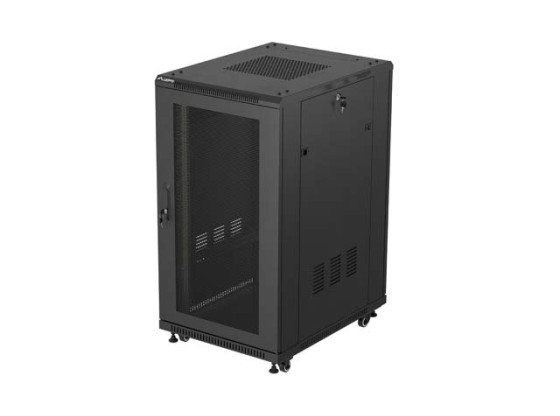 ARMARIO RACK 19" AUTOPORTANTE 22U/600X800 (FLAT PACK) CON PUERTA DE REJILLA NEGRO LANBERG