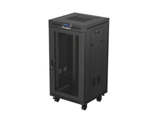 ARMARIO RACK 19" AUTOPORTANTE 22U/600X600 (FLAT PACK) CON PUERTA DE REJILLA LCD NEGRO LANBERG V2
