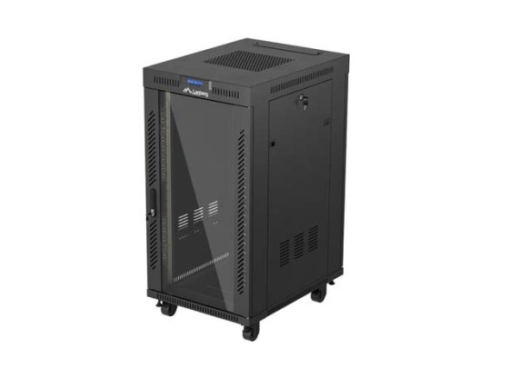 RACK DE INSTALACIÓN 19" 22U 600X800 NEGRO LANBERG PUERTA DE CRISTAL (PAQUETE PLANO) V2