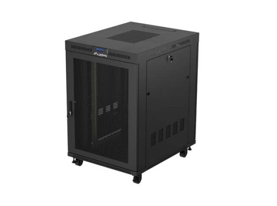 ARMARIO RACK 19" AUTOPORTANTE 22U/800X1000 (FLAT PACK) CON PUERTA DE REJILLA LCD NEGRO LANBERG V2