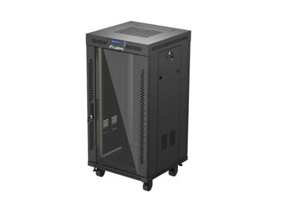 RACK DE INSTALACIÓN 19" 22U 600X600 NEGRO LANBERG PUERTA DE CRISTAL (PAQUETE PLANO) V2