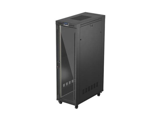 RACK DE INSTALACIÓN 19" 42U 600X1200 NEGRO PUERTA DE CRISTAL LCD LANBERG (PAQUETE PLANO) V2