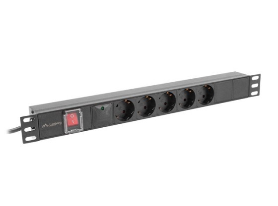 REGLETA DE ENCHUFES PDU 19" LANBERG 1U 16A 5X 230V SCHUKO 2M NEGRO