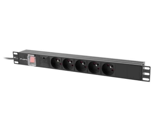 REGLETA RACK PDU 19" LANBERG 1U 10A 5X 230V PL 2M NEGRO C14