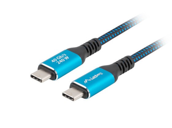 CABLE USB-C M/M USB4 2M 240W 8K 60HZ NEGRO-AZUL LANBERG