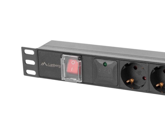 REGLETA RACK PDU 19" LANBERG 1U 10A 5X SCHUKO 2M NEGRO C14