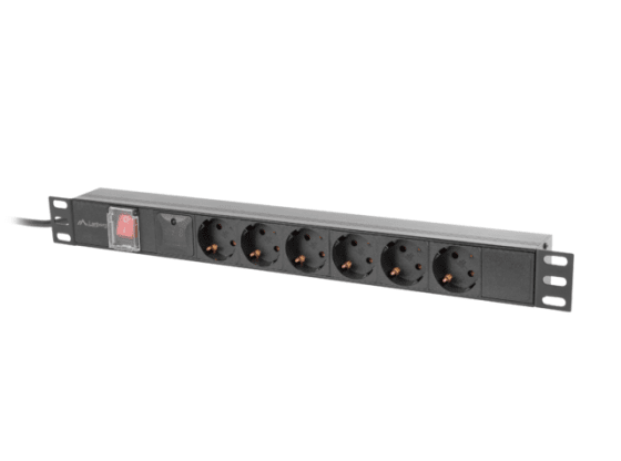 REGLETA RACK PDU 19" LANBERG 1U 10A 6X SCHUKO 2M NEGRO C14