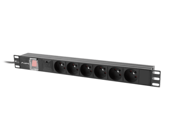 REGLETA RACK PDU 19" LANBERG 1U 10A 6X 230V PL 2M NEGRO C14
