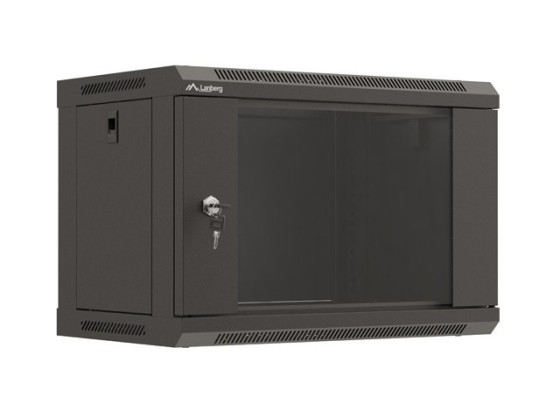 RACK DE INSTALACIÓN 19" 6U 540X350 NEGRO PUERTA DE CRISTAL LANBERG (PAQUETE PLANO)