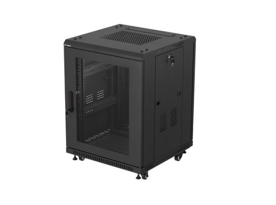 RACK DE INSTALACIÓN 19" 15U 600X600 NEGRO PUERTA PERFORADA LANBERG (PAQUETE PLANO)