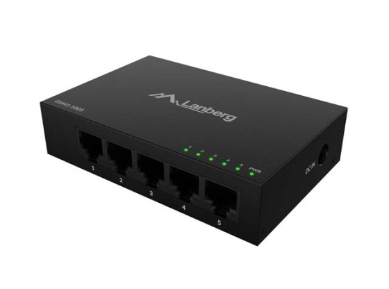 SWITCH LANBERG DSM1-1005 5X 1GB/S GIGABIT ETHERNET NO GESTIONADO DE SOBREMESA 12V(CAJA METÁLICA)