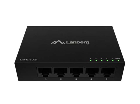 SWITCH LANBERG DSM1-1005 5X 1GB/S GIGABIT ETHERNET NO GESTIONADO DE SOBREMESA 12V(CAJA METÁLICA)