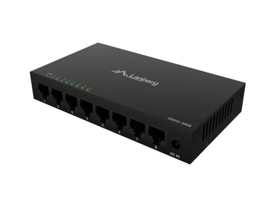 SWITCH LANBERG DSM1-1008 8X 1GB/S GIGABIT ETHERNET NO GESTIONADO DE SOBREMESA 12V (CAJA METÁLICA)