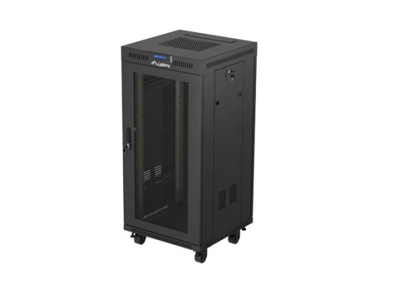ARMARIO DE INSTALACIÓN EN RACK 19" 24U 600X600 LCD NEGRO PUERTA PERFORADA LANBERG (PAQUETE PLANO) V2