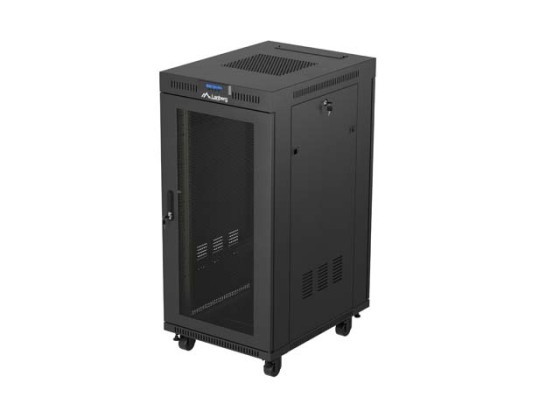 ARMARIO DE INSTALACIÓN EN RACK 19" 24U 600X800 LCD NEGRO PUERTA PERFORADA LANBERG (PAQUETE PLANO) V2