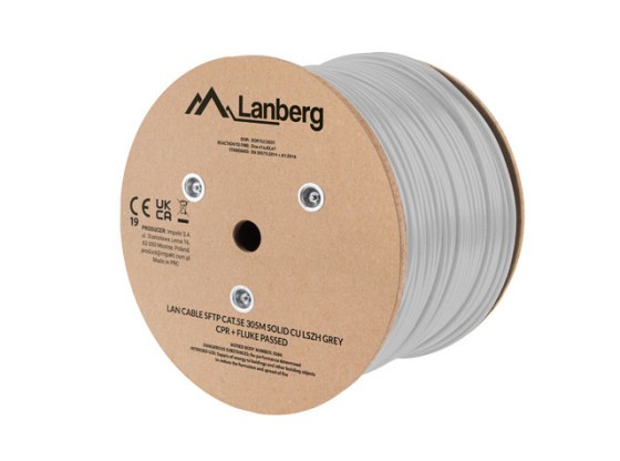 CABLE LAN CAT.5E SFTP 305M SÓLIDO CU LSZH GRIS CPR + FLUKE APROBADO LANBERG