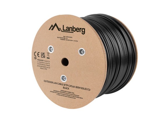 CABLE LAN CAT.6A SFTP 305M SÓLIDO EXTERIOR CU NEGRO FLUKE PASADO LANBERG