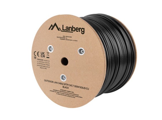 CABLE LAN CAT.7 SFTP 305M SÓLIDO EXTERIOR CU NEGRO FLUKE PASADO LANBERG