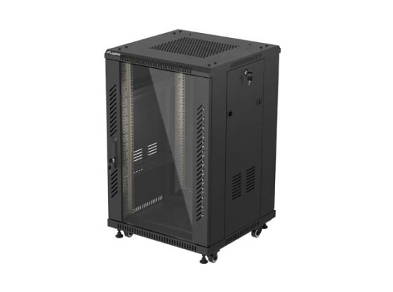 ARMARIO DE RACK DE 19", INDEPENDIENTE, 18U/600X600 (EN PAQUETE DESMONTABLE) CON PUERTA DE CRISTAL, NEGRO, LANBERG