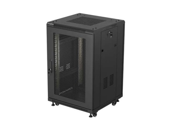 ARMARIO DE RACK DE 19", INDEPENDIENTE, 18U/600X600 (EN PAQUETE DESMONTABLE) CON PUERTA DE MALLA, NEGRO, LANBERG