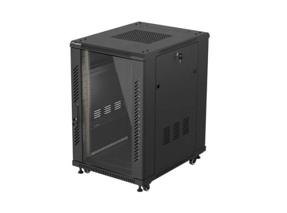 ARMARIO RACK DE 19" INDEPENDIENTE, 18U/600X800 (KIT DE MONTAJE) CON PUERTA DE CRISTAL, NEGRO, LANBERG