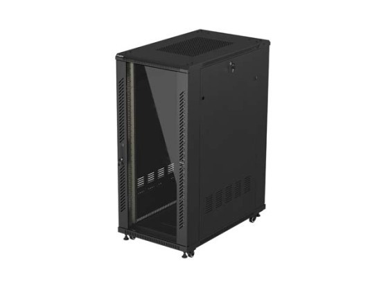 ARMARIO DE RACK DE 19", INDEPENDIENTE, 27U/600X1000 (EN PAQUETE DESMONTABLE) CON PUERTA DE CRISTAL, NEGRO, LANBERG