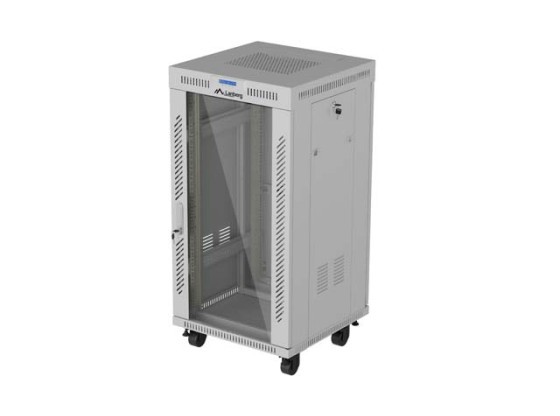 ARMARIO DE RACK DE 19", INDEPENDIENTE, 22U/600X600 (EN PAQUETE DESMONTABLE) CON PUERTA DE CRISTAL, LCD, GRIS, LANBERG V2