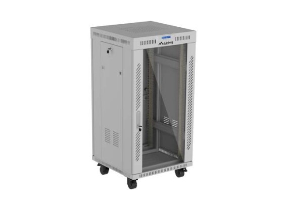 ARMARIO DE RACK DE 19", INDEPENDIENTE, 22U/600X600 (EN PAQUETE DESMONTABLE) CON PUERTA DE CRISTAL, LCD, GRIS, LANBERG V2