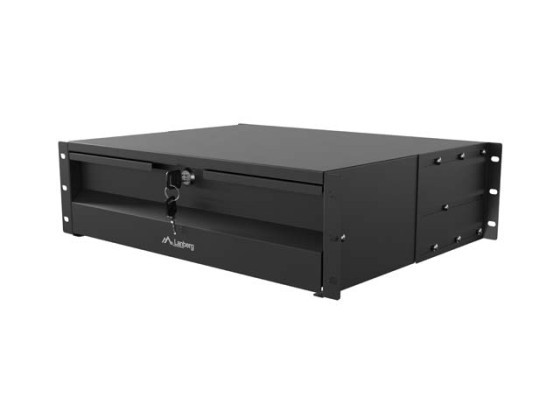 CAJÓN DE 19" 3U/483 X 360 MM, CAPACIDAD MÁXIMA DE CARGA DE HASTA 90 KG, MONTAJE DE 4 PUNTOS, NEGRO, LANBERG