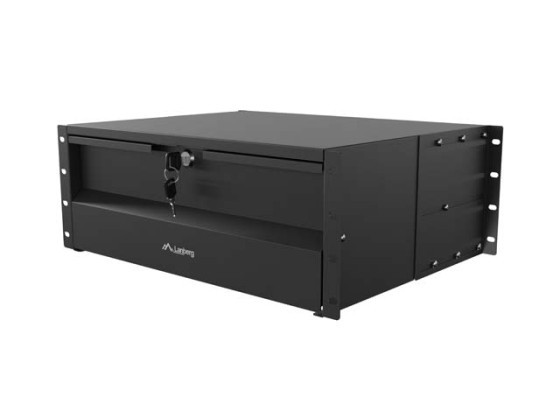 CAJÓN DE 19" 4U/483 X 360 MM. CAPACIDAD MÁXIMA DE CARGA DE HASTA 90 KG. MONTAJE DE 4 PUNTOS. NEGRO. LANBERG