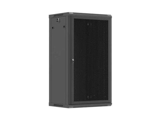 ARMARIO RACK DE 19" PARA MONTAJE EN PARED, 22U/600X450 (PAQUETE DESMONTABLE) CON PUERTA PERFORADA, LANBERG NEGRO